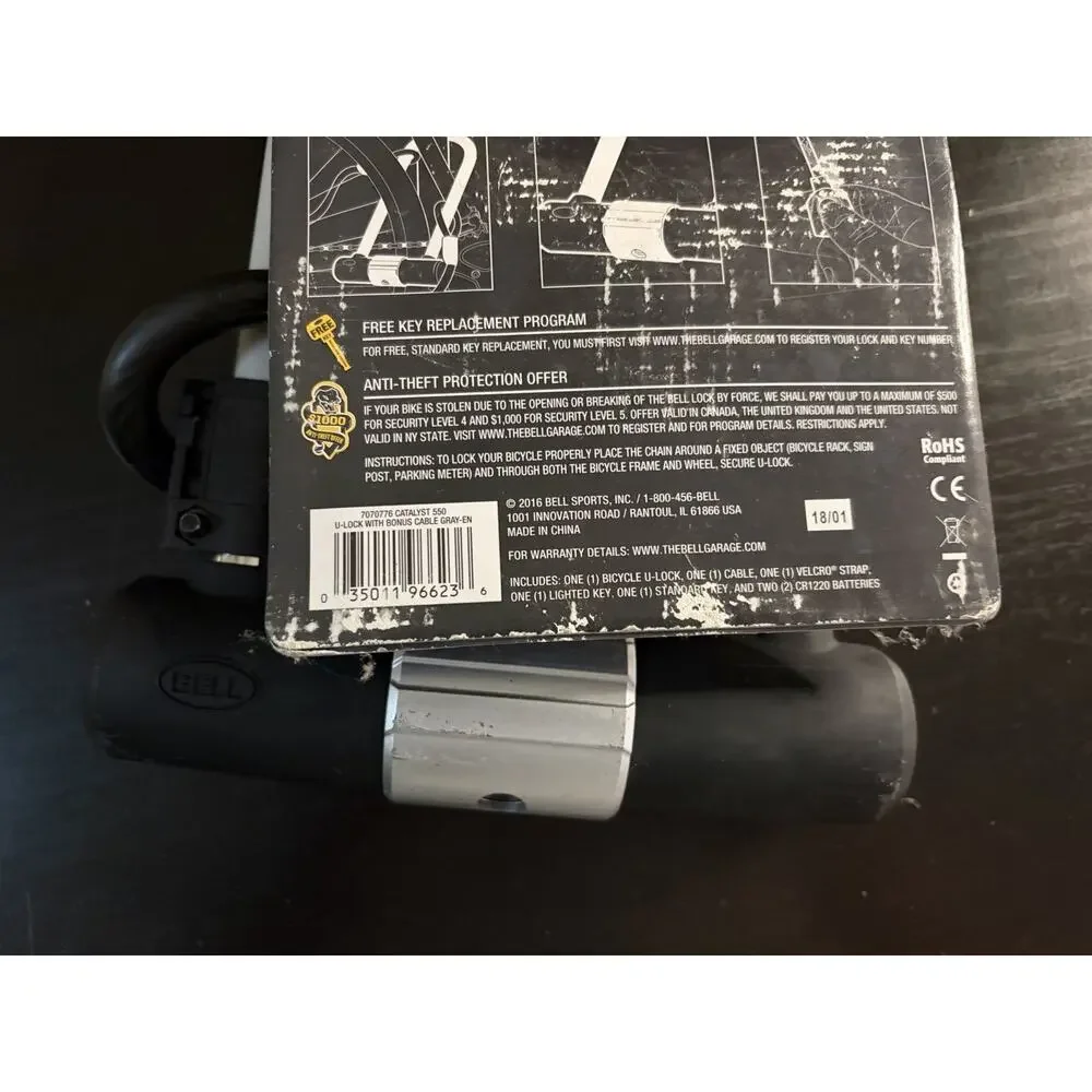 BELL Sports Catalyst 550 9.25" Hardened Steel Shackle U-Lock w/ Bonus 4 ft Cable - Picture 7 of 9